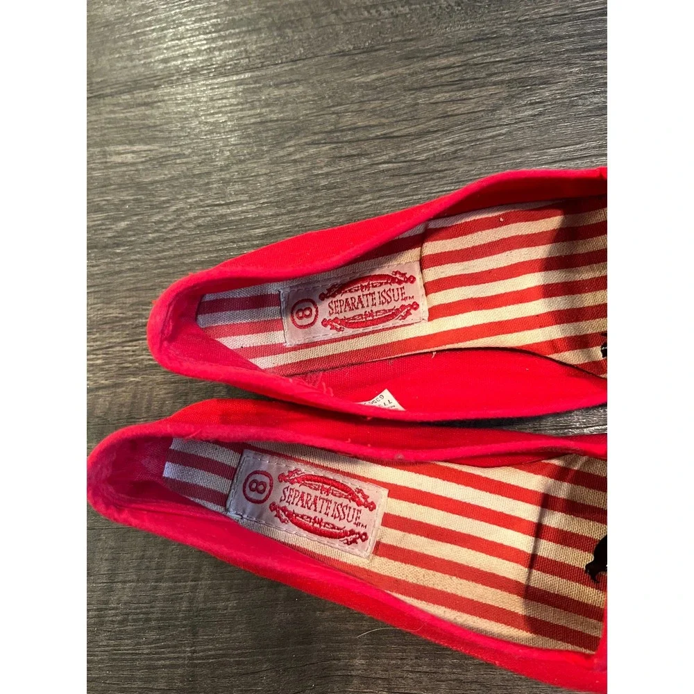 Separate Issue Womens Flats Nautical Crest Embroidery Red Size 8